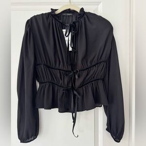 Zara Black Women's Tie Front Blouse
